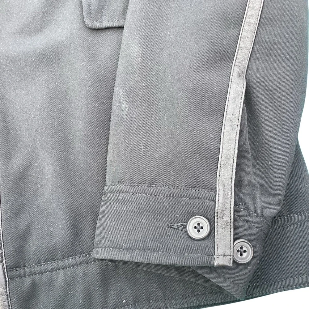 Claiborne Mens Full Zip Quilted Lined Jacket Black Faux Leather Trim Lrg *as is